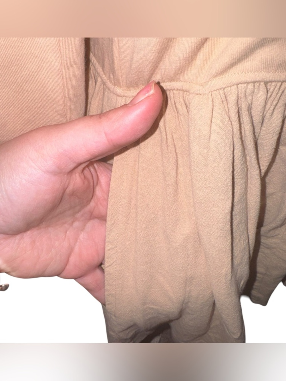 NWT FREE PEOPLE Free-est Onda Drop-Waist Long Sleeve Mini Dress Neutral Size L - Picture 10 of 16